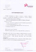 List referencyjny Elmor S.A.